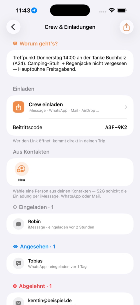 Crew & Einladungen